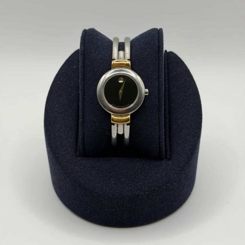 Authentic Vintage Movado Harmony Black Dial Two Tone Women's Watch 97.A1.809A